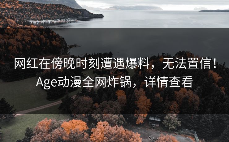 网红在傍晚时刻遭遇爆料,无法置信!Age动漫全网炸锅,详情查看 网红在傍晚时刻遭遇爆料,无法置信!Age动漫全网炸锅,详情查看